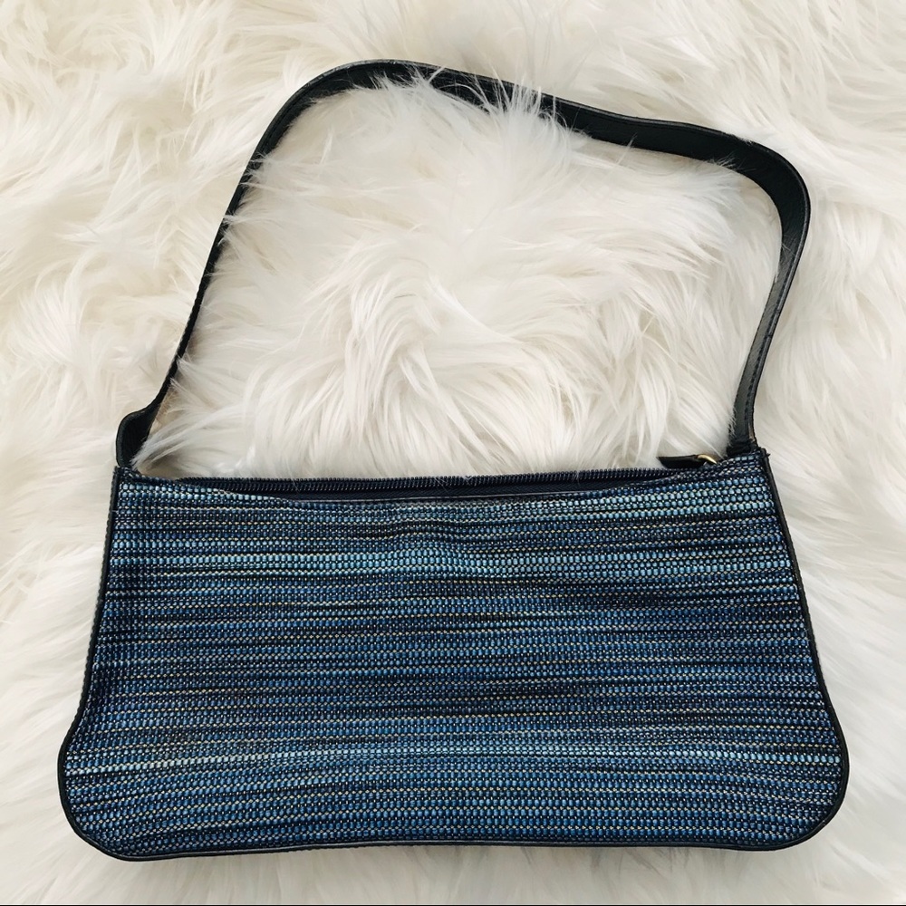 Di Sandro Navy Blue Striped Italian Shoulder Bag